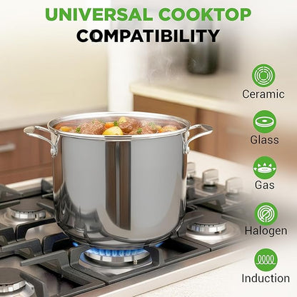 NutriChef 12-Quart Stainless Steel Stockpot – 18/8 Food Grade Heavy-Duty Induction-Compatible Pot with See-Through Lid, Ideal for Stews, Broths, Simmering & Soups, Dishwasher Safe – NCSP12 - Image 3