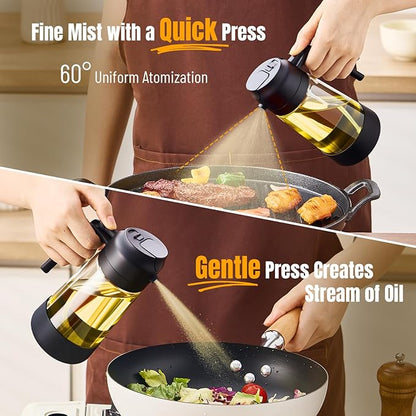 PARACITY Oil Dipenser Bottle with Silicone Bottom, 2 in 1 Olive Oil Sprayer and Dispenser, Oil Spray Bottle 470ML/ 16OZ for Cooking, Kitchen, BBQ, Air Fryer, Salad, Baking(1PC Black) - Image 5