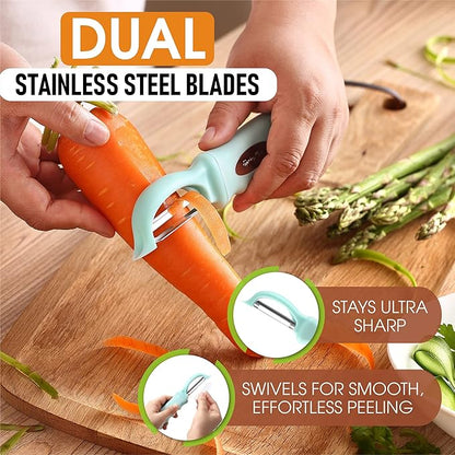 Spring Chef Premium Stainless Steel Vegetable Peeler, Dishwasher Safe Potato Peelers for Kitchen with Soft Grip Handle, Perfect for Apple, Fruit, Veggie, Carrot, Cucumber, Ginger - Set of 2 - Mint - Image 2