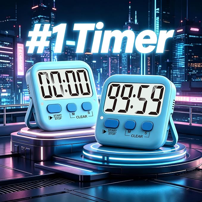 Antonki 2 Pack Digital Timer for Kids, Magnetic Countdown Kitchen Timers for Cooking, Egg, Classroom, Teacher, Exercise, Study, Oven - Battery Included - Image 2