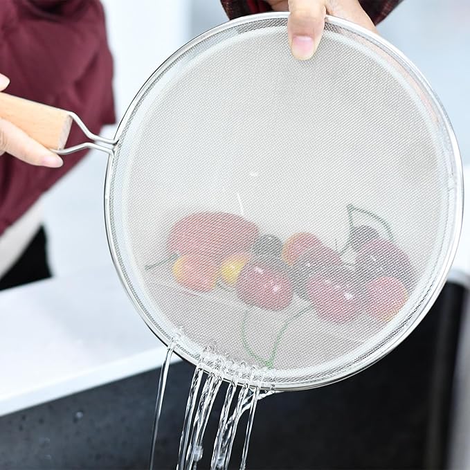 3 Pieces Grease Splatter Screen for Frying Pan, 21/25.5/29cm, with Wooden Handle - Image 5