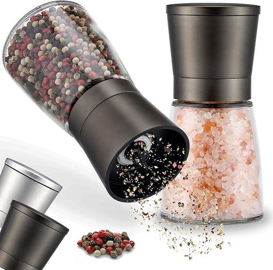 ZOLMER® Premium Stainless Steel Salt and Pepper Grinder Set manual | Adjustable Ceramic Grinder for Salt & Pepper- Black Pepper mill, Salt Grinder & Chili Mill [no spice included] (Small Black)