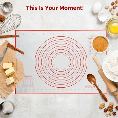 Extra Large Nonstick Silicone Pastry Mat 28x20Inch with Measurements, Food Grade Silicone Baking Mat, Non-Slip Dough Rolling Mat for Counter, Oven Liner, Fondant/Pie Crust/Sourdough Bread Baking