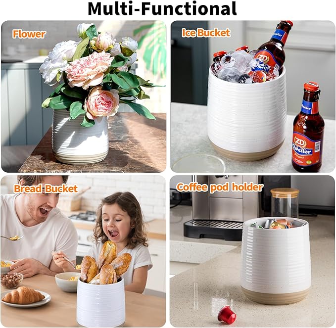 6.8" Large Ceramic Kitchen Utensil Holder - Utensil Holder for Kitchen Counter, Modern Farmhouse Style Holder for Spoons, Spatulas & Cooking Tools (White) - Image 6