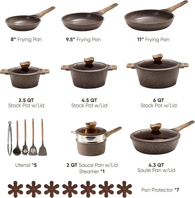 CAROTE 26PCS Pots and Pans Set Non Stick, Cookware Set Pots and Pans Induction Cook Ware, Nonstick Kitchen Cooking, PFOA Free - Image 2