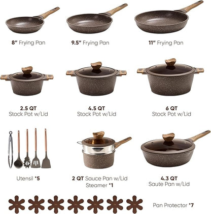 CAROTE 26PCS Pots and Pans Set Non Stick, Cookware Set Pots and Pans Induction Cook Ware, Nonstick Kitchen Cooking, PFOA Free - Image 2