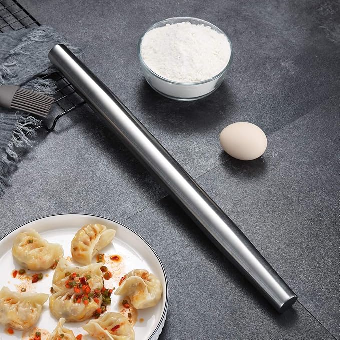 Stainless Steel Rolling Pin, Matte Finish 16.7 Inches, Berglander Rolling Pin For Baking Pizza Dough, Pie, Cookie, Essential Kitchen Utensil Gift Ideas For Bakers. - Image 3