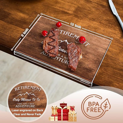 Engraved Acrylic Cutting Board with Counter Lip - Retirement Gifts for Woman Men Clear Counter Protector Kitchen Decor Happy Retirement Gifts for Teachers Mom Dad Coworker Boss Friends Retirees - Image 3
