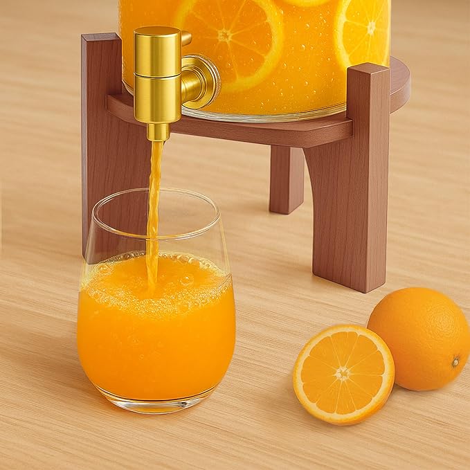 Glass Drink Dispenser,1.5 Gallon Beverage Dispenser with Stand,Lemonade Dispenser with Stainless Steel Faucet,Drink Dispensers for Parties, Bars and Home (Round Stand) - Image 6