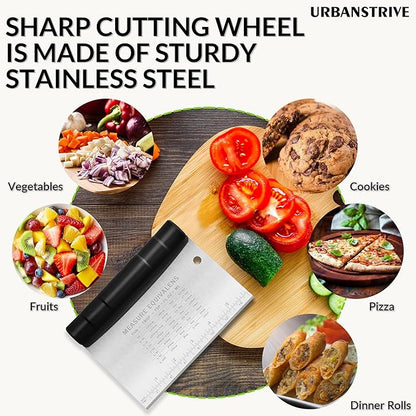 Urbanstrive Bench Scraper for Baking, Stainless Steel Dough Cutter and Scraper Tool Kitchen, Kitchen Scraper Food Scraper Tool Pizza Cutter Food Chopper, Multi-Purpose Kitchen Gadgets, Black - Image 6