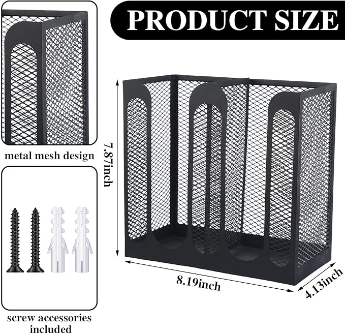 Maxcheck Metal Mesh Cup and Lid Holder Coffee Paper Cup Dispenser Lid Holder Storage Organizer Countertop or Wall Mount for Coffee Bar, Kitchen, Breakroom(2 Compartments, 8.2 x 4.1 x 7.9 Inch)