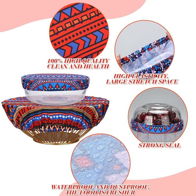Patelai 10 Pcs Bowl Covers Reusable in 5 Size Stretch Cloth Fabric Elastic Food Storage Bowl Covers Bread Sourdough Lids for Proofing Food Fruits Leftover(Multicolor,Fresh Style) - Image 7
