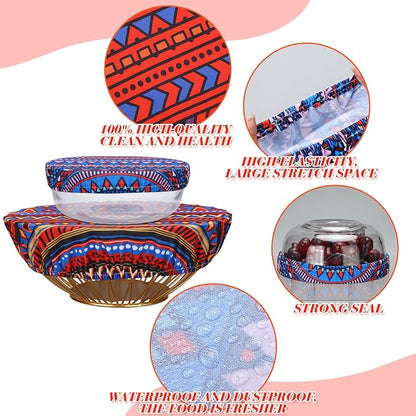 Patelai 10 Pcs Bowl Covers Reusable in 5 Size Stretch Cloth Fabric Elastic Food Storage Bowl Covers Bread Sourdough Lids for Proofing Food Fruits Leftover(Multicolor,Fresh Style) - Image 7