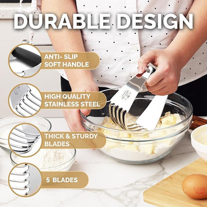 Zulay Kitchen Large 4-Inch Dough Blender Top Professional - Stainless Steel Pastry Cutter, Heavy Duty Dough Cutter With Blades, Pastry Blender And Butter Cutter - Pastry Cutter For Baking (Black) - Image 4