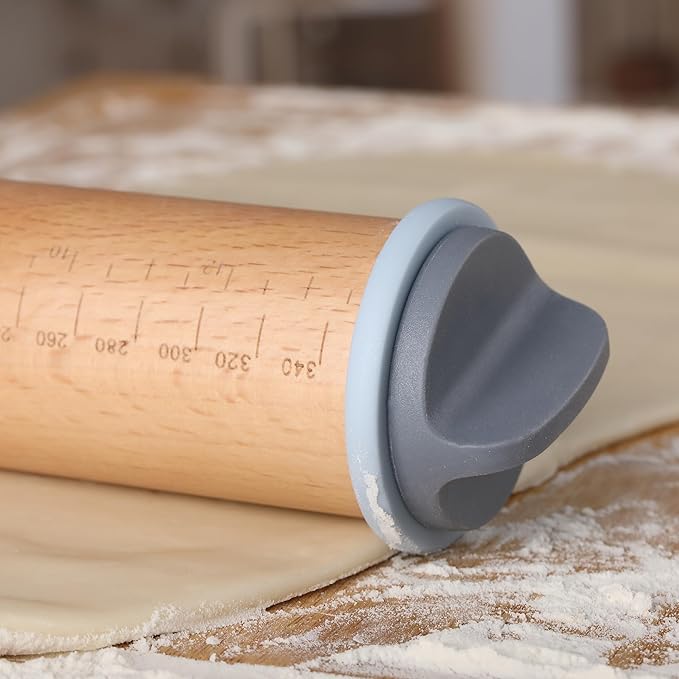 BAMBOO LAND- Adjustable Rolling Pin with Thickness Rings for Baking, 13.8", 4 Pastel Colored Thickness Rings (2-10 mm or 1/16"-3/8"), Wood Rolling Pins for Baking, Bread, Pizza Doughs - Image 7