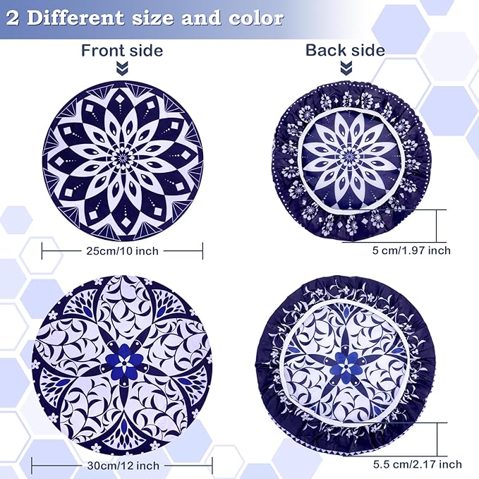 2 Large Reusable Beeswax Bowl Covers for Bread Proofing, 10/12 Inch Elastic Beeswax Wraps Cotton Cloth Sourdough Bowl Covers for Proofing Baskets, Mixer Bowls, Food Storage Containers
