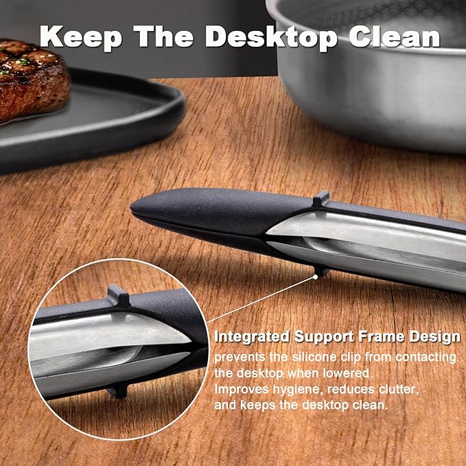 Stainless Steel Heat Resistant Kitchen Tongs for Cooking, Set of 2 11.57" BBQ Tong, Non Scratch Silicone Tip for Pans, Strong Grip, Grab Food, Toss Salad, Air Fryer, Grilling and Outdoor Cooking
