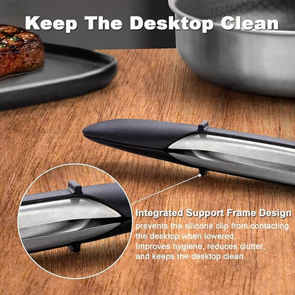 Stainless Steel Heat Resistant Kitchen Tongs for Cooking, Set of 2 11.57" BBQ Tong, Non Scratch Silicone Tip for Pans, Strong Grip, Grab Food, Toss Salad, Air Fryer, Grilling and Outdoor Cooking