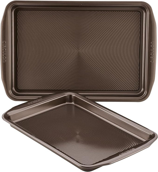 Circulon Nonstick Bakeware Set with Nonstick Cookie Sheets / Baking Sheets - 2 Piece, Chocolate Brown , Set (9" x 13" & 10" x 15") by Circulon