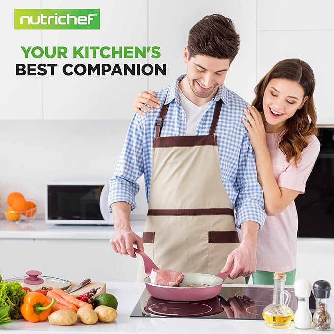 NutriChef 54-Piece Kitchen Cookware Set – Complete Non-Stick Ceramic Pots and Pans Set with Utensils, Bakeware, and Knife Set, Gas, Electric & Induction Compatible, Blush Pink Kitchen Essentials - Image 7