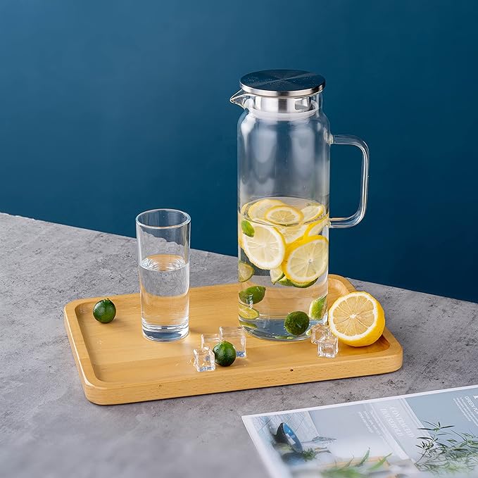 Set of 2 Glass Pitcher with Lid,2 Quart (64 oz / 1.9 Liter) Leak Proof,Glass Water Jugs, BPA-Free,Microwave & Dishwasher Safe Pitcher,Sun & Iced Tea, Sangria,Cold Brew Coffee & More - Image 7