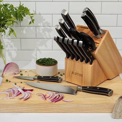 Yatoshi 15 Piece Black Knife Block Set - Pro Kitchen Knife Set Ultra Sharp High Carbon Stainless Steel with Ergonomic Handle - Image 5