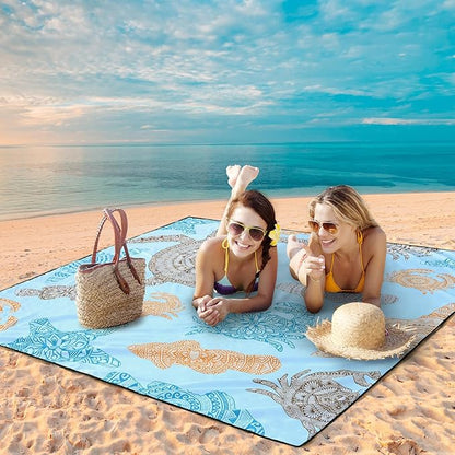 WIWIGO Beach Blanket Waterproof Sandproof Beach Mat 79" X 83"/10'x9'for 2-8 Adults Quick Drying Outdoor Picnic Mat Beach Accessories for Travel, Camping, Hiking - Image 5