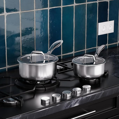 COOKER KING Sauce Pan Set, 1.5 QT & 2 QT Saucepan with Lid, Hybrid Ceramic Nonstick Saucepan, non stick Sauce pot, Stainless steel Cookware, Induction Compatible (PFAS/PFOA/PTFE Free) - Image 5