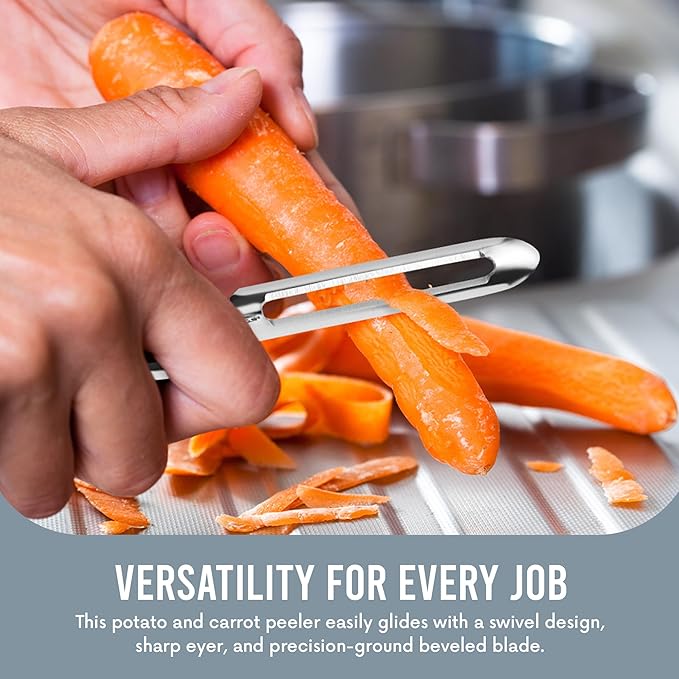 Linden Sweden Original Jonas Vegetable Peeler - Rust Resistant Silver Carrot and Potato Peeler with Ergonomic Handle for Safety and Control - Dishwasher Safe and Compact - Made In Sweden - 6.5in - Image 2