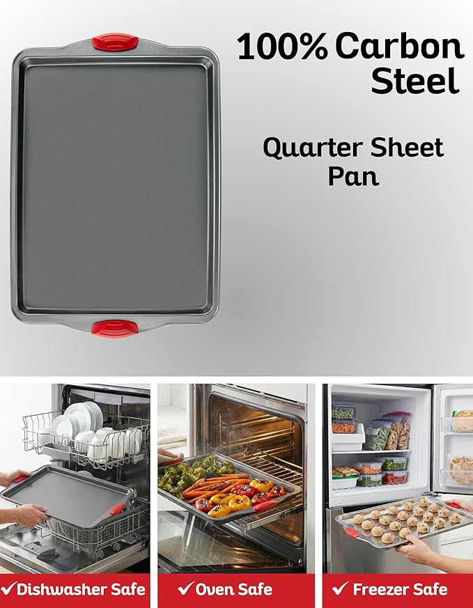 Boxiki Kitchen Nonstick Baking Sheet Pan – Heavy-Gauge Carbon Steel, Warp, Dent, and Rust-Resistant – Gourmet Rimmed Half Cookie Sheet Trays, Non-Toxic for Exceptional Baking Performance - 15x10 Inch - Image 7