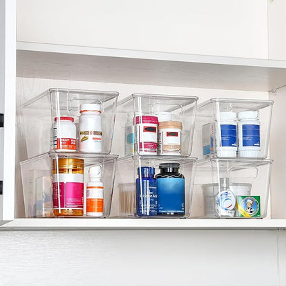 Vtopmart 12 Pack Clear Stackable Storage Bins with Lids, Medium Plastic Containers with Handle for Pantry Organizer and Storage,Perfect for Kitchen,Fridge,Cabinet, Closet,Bathroom Organization - Image 7