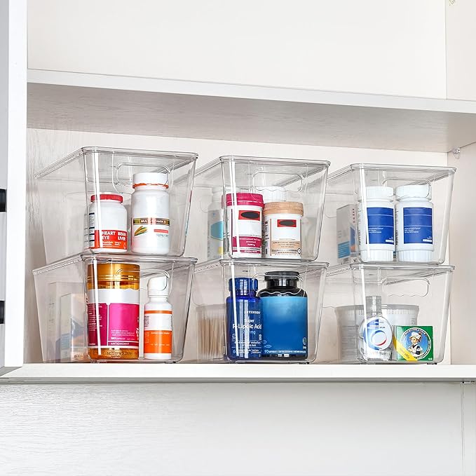 Vtopmart 6 Pack Clear Stackable Storage Bins with Lids, Medium Plastic Containers with Handle for Pantry Organizer and Storage,Perfect for Kitchen,Fridge,Cabinet, Closet,Bathroom Organization - Image 7