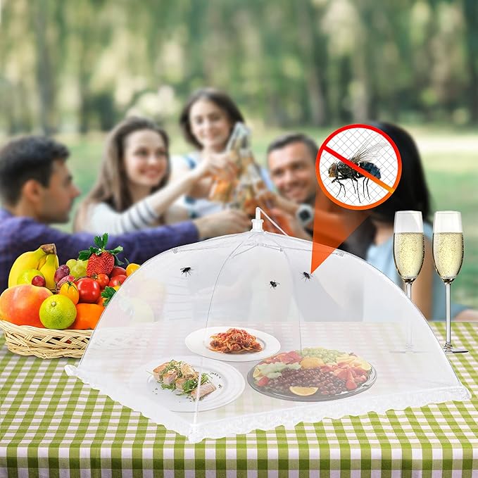 Food Cover Food Tent Set, 2 Extra Large 40"X24" and 6 Standard 17"X17" Mesh Food Covers for Outside, 8 Pack Collapsible, Reusable Pop-Up Umbrella Food Nets for Picnics, Outdoor Camping, Parties, BBQ - Image 2