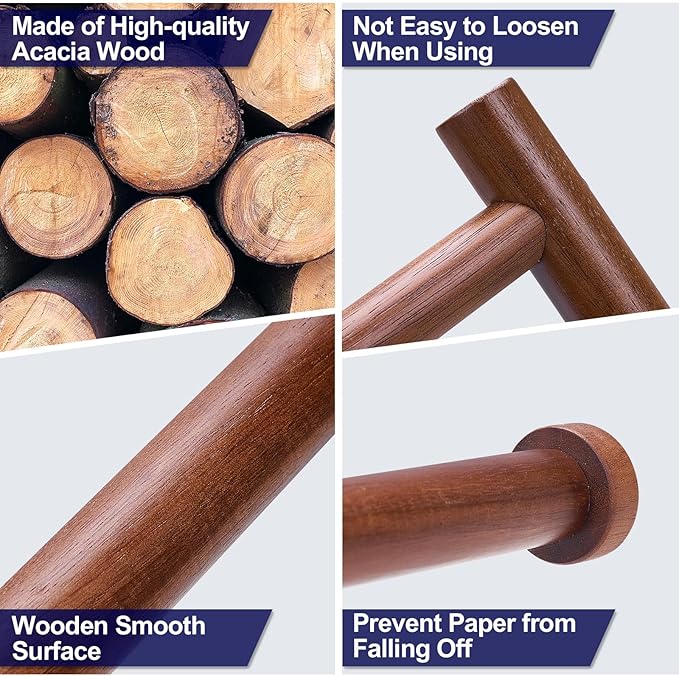 Wooden Paper Towel Holder for Kitchen,Adhesive Acacia Wood Paper Towel Holders Under Cabinet, Wall Mount Kitchen Paper Storage Essentials,Suitable for Kitchen,Bathroom Paper Storage