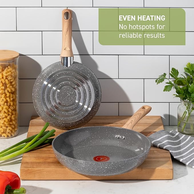 T-Fal Revive Ceramic Nonstick Sauce Pan with Lid, 3 Qt, Oven Safe to 350°F Cookware,with Stay-Cool Handle, Stone Grey