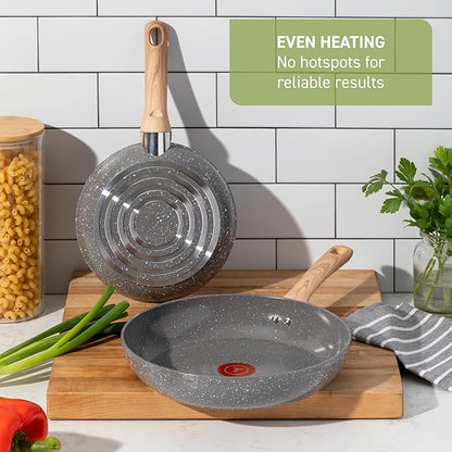 T-Fal Revive Ceramic Nonstick Sauce Pan with Lid, 3 Qt, Oven Safe to 350°F Cookware,with Stay-Cool Handle, Stone Grey