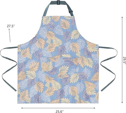 2 Pack Floral Apron for Women with Pockets, Adjustable Cotton Chef Aprons for Kitchen, Cooking, BBQ & Grill