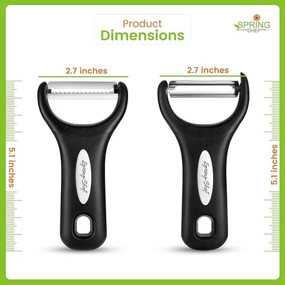 Spring Chef Premium Y & Vegetable Julienne Peeler Set for Kitchen with Stainless Steel Sharp Blades - Carrot Peelers with Comfortable Handles - Perfect for Zucchini, Cucumber, Papaya, Potato - Black - Image 8