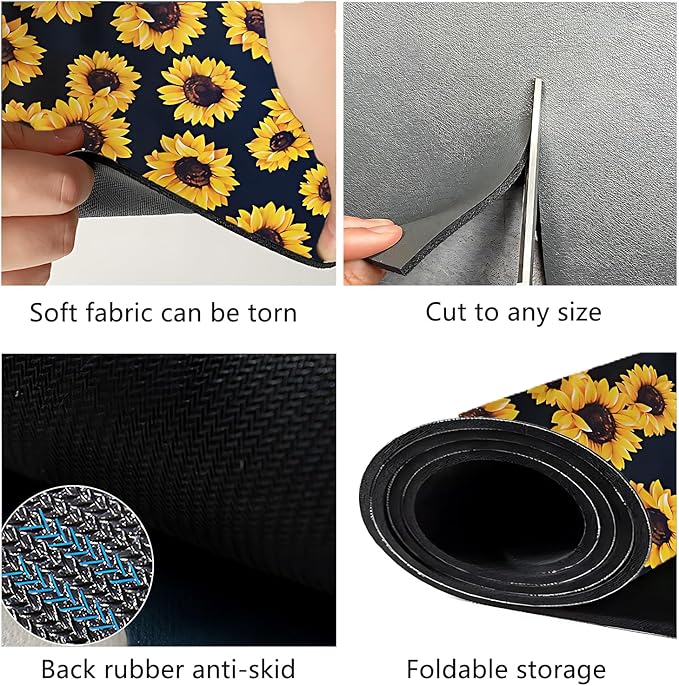Dish Drying Mat Foldable Fall Kitchen Drying Mat Absorbent Sink Mat Multi-Purpose Coffee Pad Easy To Clean,Kitchen Gadgets,sunflower decor(sunflower) (16inches*20inches)