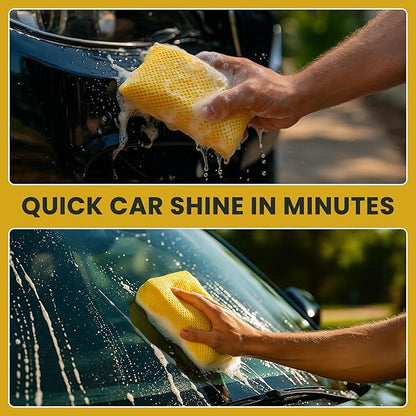 Iconikal 6-Pack Bug Scrubber Sponge 5.9x3.5-Inch Yellow Microfiber Large Car Wash Reusable for Paint Chrome Glass RV Motorcycle Cleaning - Image 6