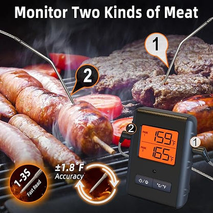 Remote Meat Thermometer Wireless, Vauno Wireless Meat Thermometer for Grilling and Smoking with Dual Meat Probe, Kitchen Timer, Digital Cooking Food Thermometer for Smoker BBQ Oven Outside Grill - Image 3