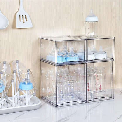 Vtopmart 7.6" H Clear Stackable Storage Drawers, 2 Pack Plastic Organizers Bins for Skincare, Cosmetics,Beauty Supplies,Ideal for Vanity, Bathroom,Kitchen Countertop,Cabinet Organization - Image 6