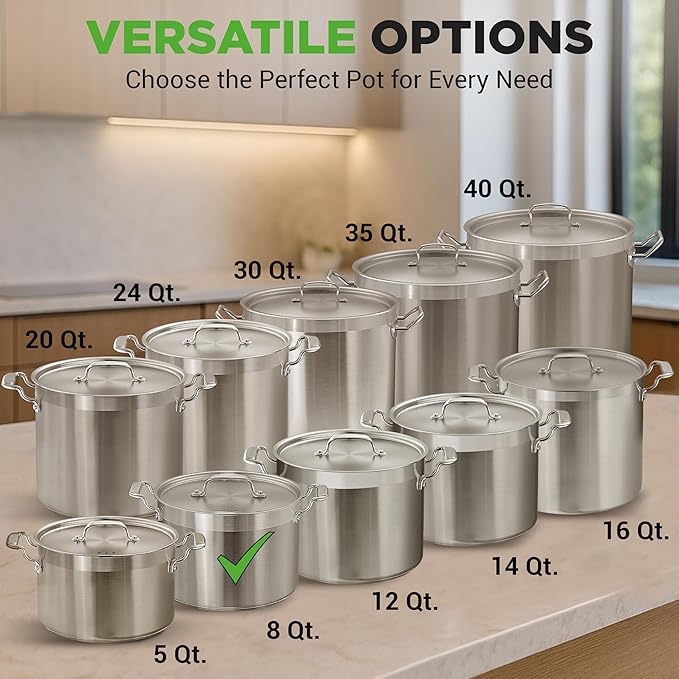 NutriChef 8 Qt Heavy-Duty Stockpot with Stainless Steel Lid - Induction Compatible Cooking Pot, Ideal for Soups and Stews - Image 3