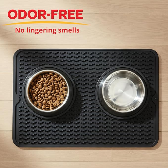 Silicone Drying Mat 16 × 12 – Black Non-Slip Sink Mat for Kitchen Counter, Heat-Resistant Food-Grade Dish Pad, Easy-Clean Multipurpose Drawer Liner (Black, 16'' x 12'')