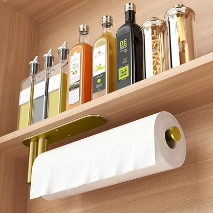 Paper Towel Holder Under Cabinet, 13Inch Self-Adhesive or Wall Paper Towel Holder for Kitchen, Bathroom, RV, Gold - Image 8
