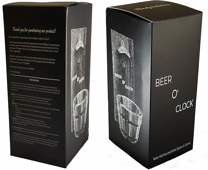 “Beer O’ Clock” Rustic Wall Mounted Bottle Opener and Catcher - Dark Stain Pine with Zinc Alloy Opener - Removable Wooden Bucket - Man (or Woman) Cave Ready - Image 7