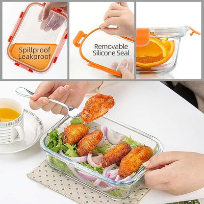 C CREST [10-Pack] Glass Food Storage Containers - Food Prep Containers with Lids - Microwave, Oven, Freezer and Dishwasher Safe - Image 3