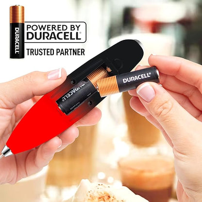 Zulay Kitchen Powerful Milk Frother Wand With 4 AA Duracell Batteries - Ultra Fast Handheld Drink Mixer - Electric Whisk Foam Maker for Coffee, Lattes, Cappuccino, Matcha & Creamer - Black and Red - Image 5