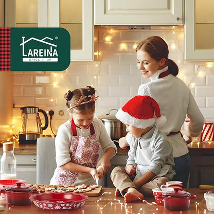 Lareina Mini Cocotte - 12oz Ceramic Casserole Dishes - Kitchen Casserole Sets With Handles And Lid - Small Baking Ramekins - Oven, Microwave & Dishwasher Safe - Set of 4 - Red - Image 9