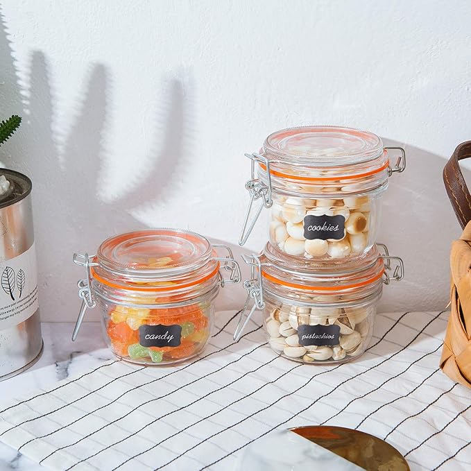Small Glass Jars With Airtight Lids, Glass Spice Jar 5 oz,Maosn Jars With Leak Proof Rubber Gasket 150ml,Glass Storage Containers With Hinged Lid,Kitchen Canisters 12 Pack - Image 4